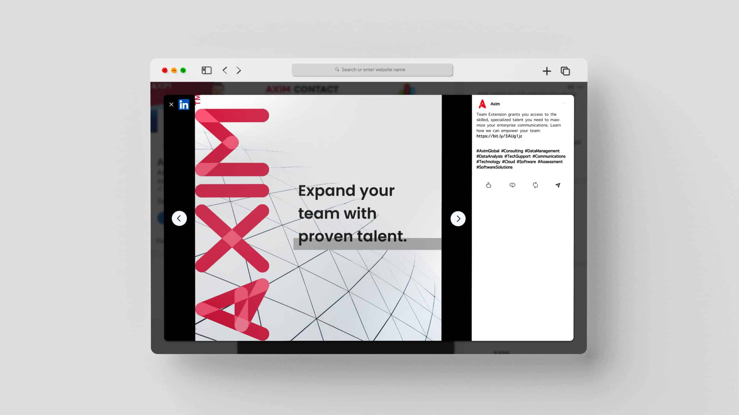 Axim Global website mockup